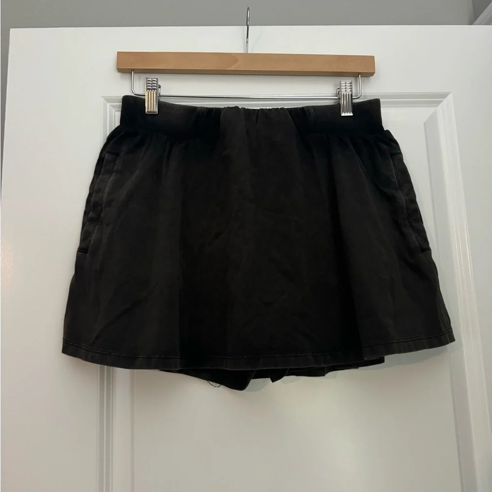 NWT Free People Women’s Hot Shot Skort Set in Washed Black Size XL